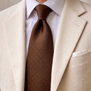 Vintage Brown Microdot Silk Tie classic designer academia business wedding